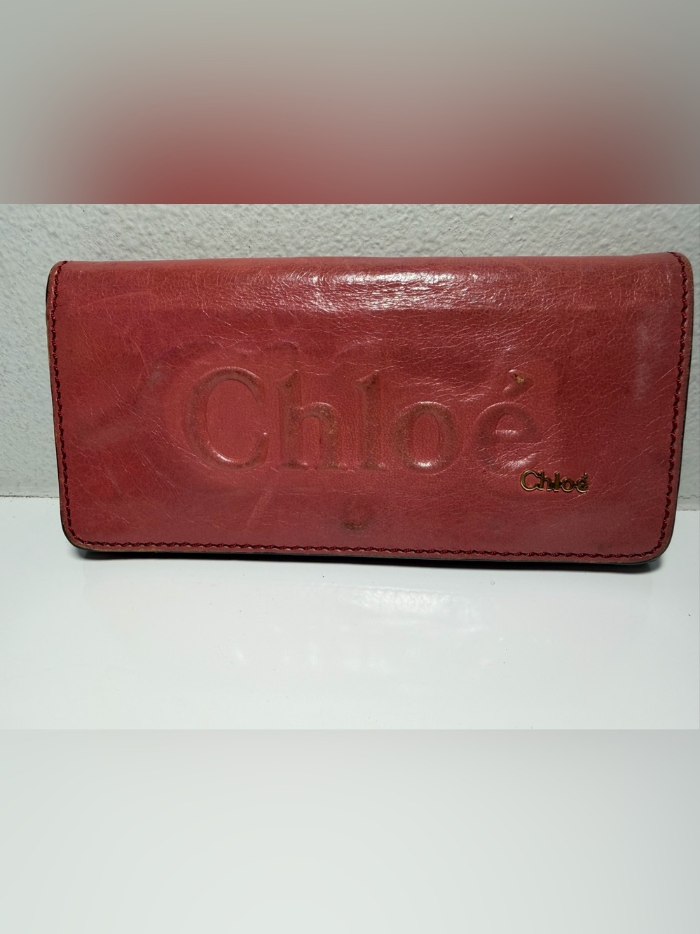 Chloe Pink Leather Continental Wallet